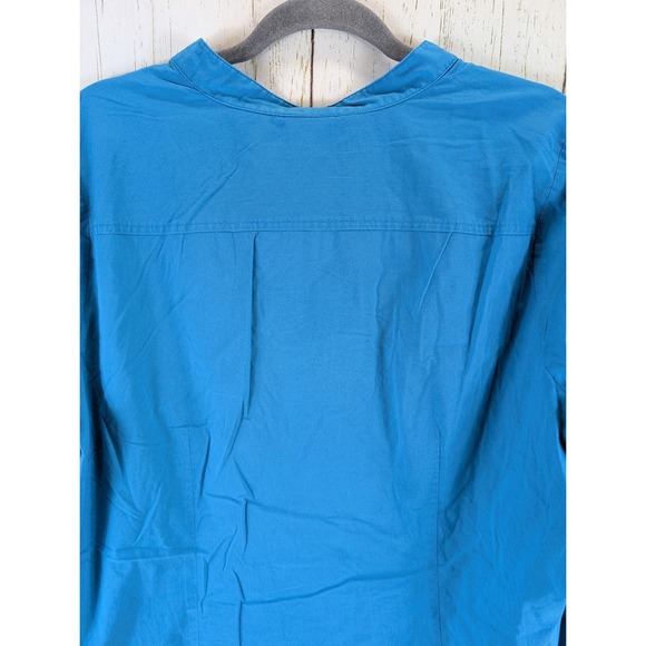 Worthington Plus Size 1X Womens Blue Ruffle Button Up Long Sleeve Top - Picture 6 of 8